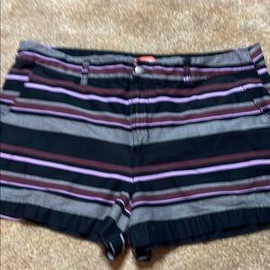Joe Fresh Black and Purple Striped Women's Shorts size 14